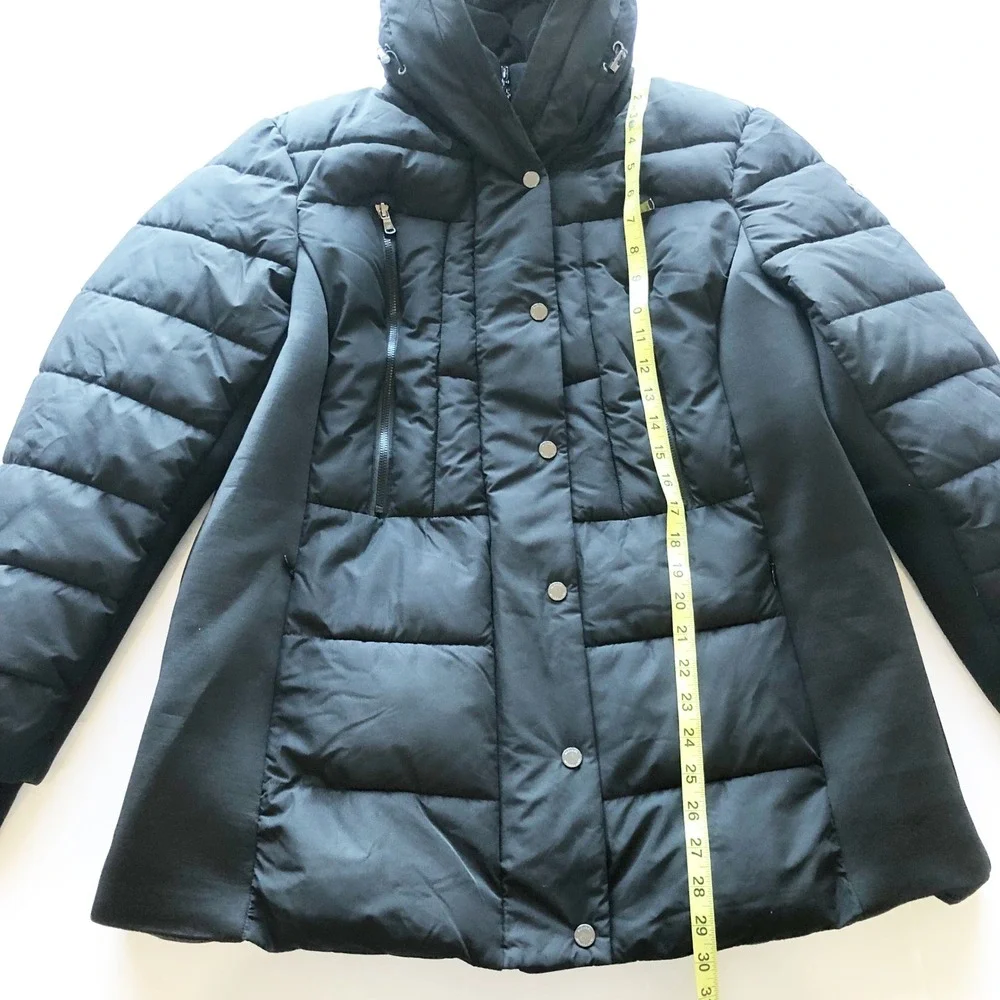 Michael Kors Coat Womens 1X Black Quilted Puffer Hooded Plus Size Winter Jacket